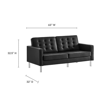 Modway - Loft 2-Piece Tufted Vegan Leather Furniture Set by Modway  Living Room Sofas and Armchairs Black - EEI-4106-SLV-BLK-SET