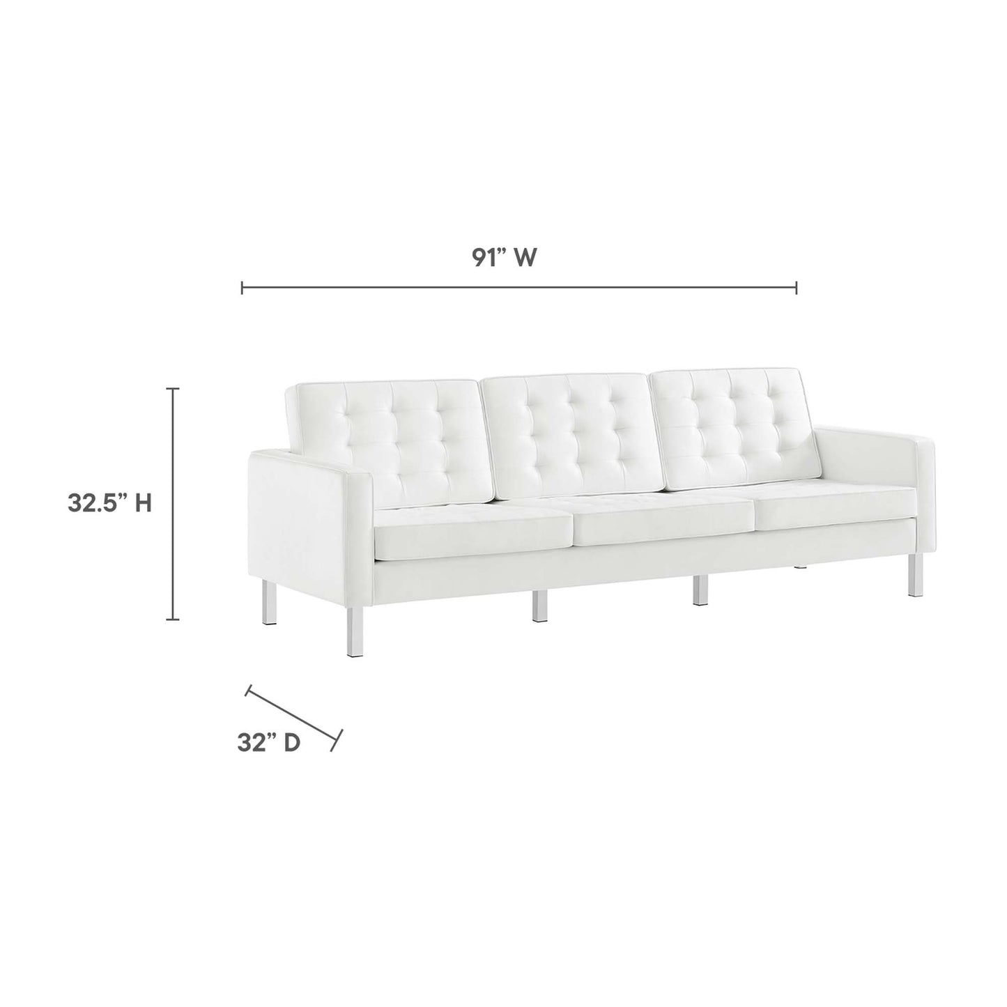 Modway - Loft 2-Piece Tufted Vegan Leather Furniture Set by Modway  Living Room Sofas and Armchairs White - EEI-4106-SLV-WHI-SET