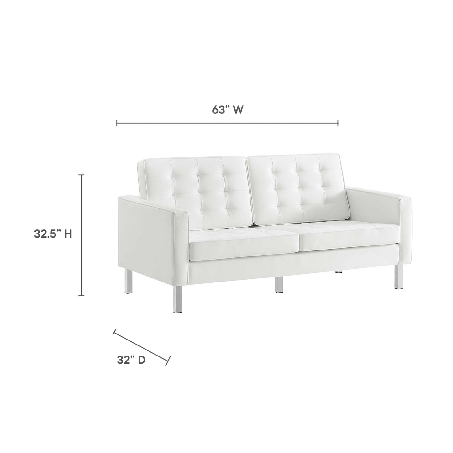 Modway - Loft 2-Piece Tufted Vegan Leather Furniture Set by Modway  Living Room Sofas and Armchairs White - EEI-4106-SLV-WHI-SET