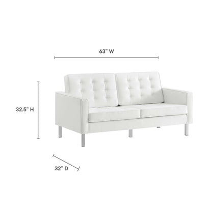 Modway - Loft 2-Piece Tufted Vegan Leather Furniture Set by Modway  Living Room Sofas and Armchairs White - EEI-4106-SLV-WHI-SET