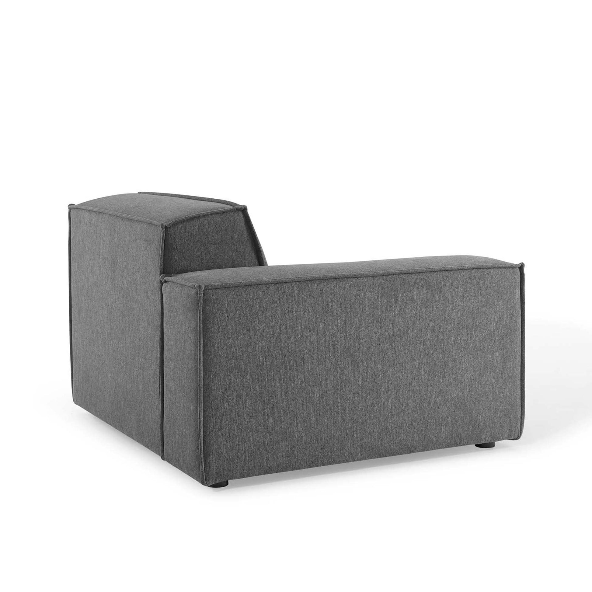 Brown fabric 2-piece sectional sofa with chaise extension, contemporary low-profile design.