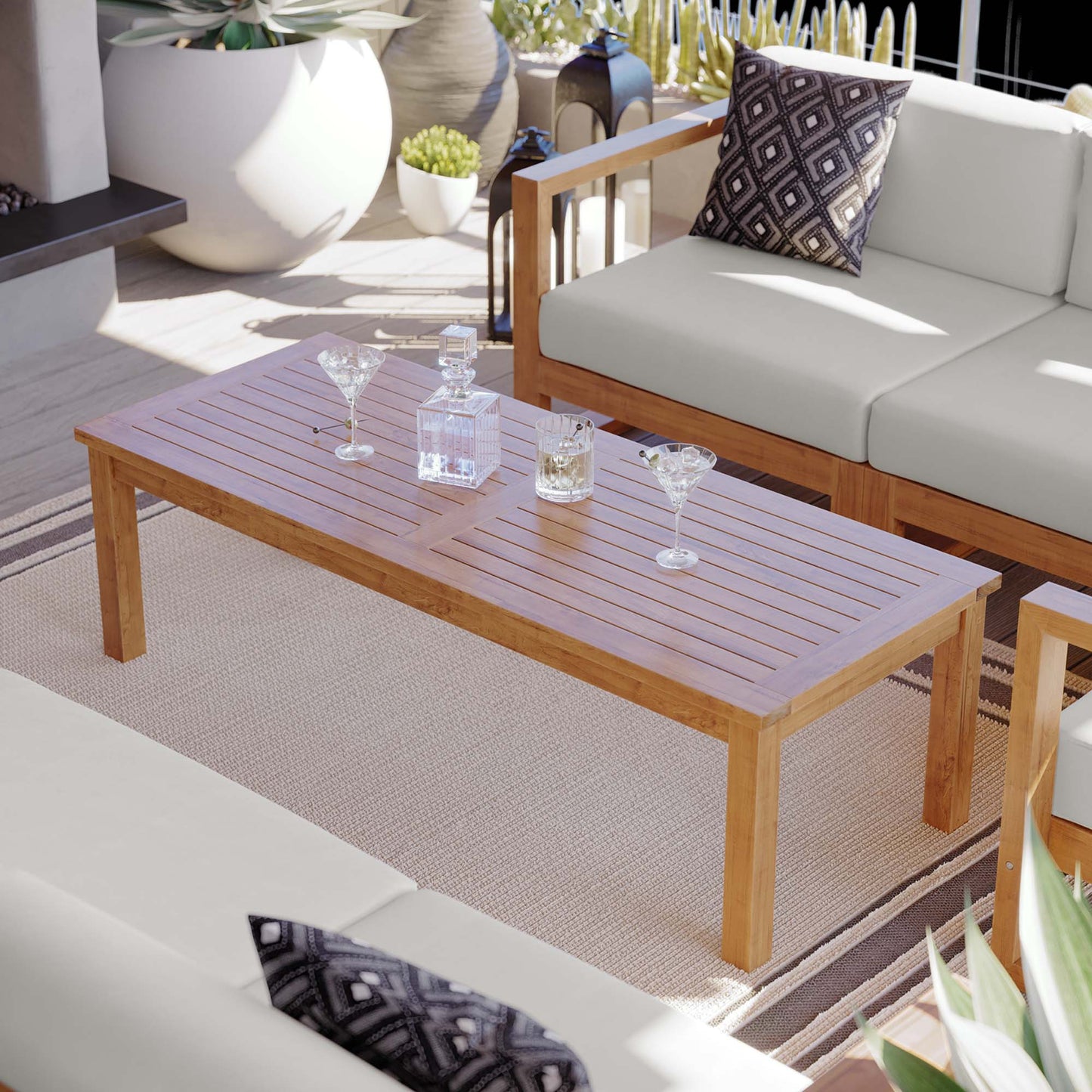 Modway - Upland Outdoor Patio Teak Wood Coffee Table by Modway  Outdoor Furniture Bar and Dining Brown - EEI-4122-NAT