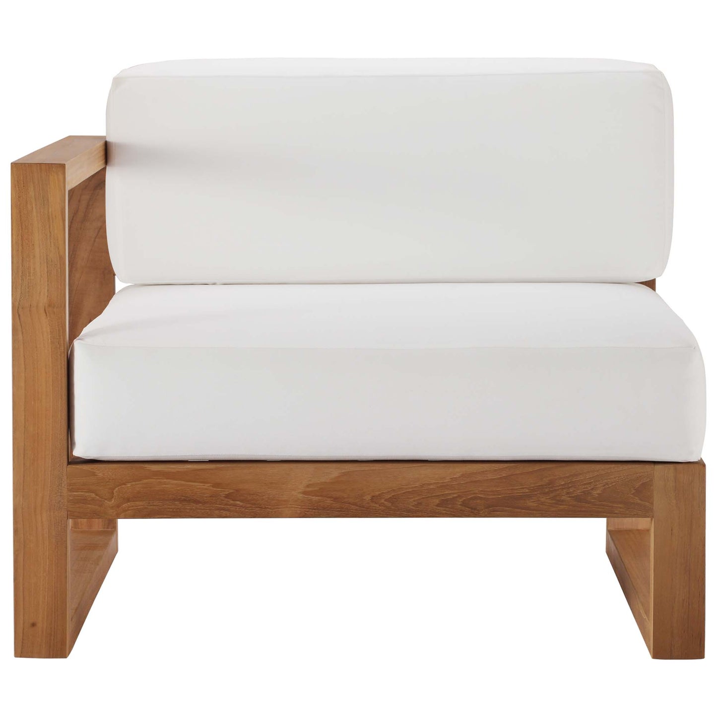 Modway - Upland Outdoor Patio Teak Wood Left-Arm Chair by Modway  Outdoor Furniture Sofa Sectionals White - EEI-4124-NAT-WHI