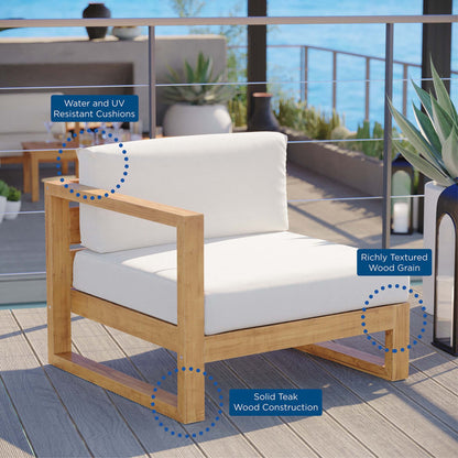 Modway - Upland Outdoor Patio Teak Wood Left-Arm Chair by Modway  Outdoor Furniture Sofa Sectionals White - EEI-4124-NAT-WHI