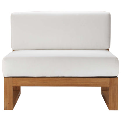 Modway - Upland Outdoor Patio Teak Wood Armless Chair by Modway  Outdoor Furniture Sofa Sectionals White - EEI-4125-NAT-WHI