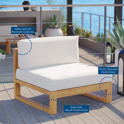 Modway - Upland Outdoor Patio Teak Wood Armless Chair by Modway  Outdoor Furniture Sofa Sectionals White - EEI-4125-NAT-WHI