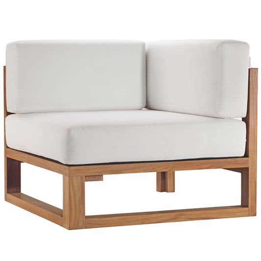 Modway - Upland Outdoor Patio Teak Wood Corner Chair by Modway  Outdoor Furniture Sofa Sectionals White - EEI-4126-NAT-WHI