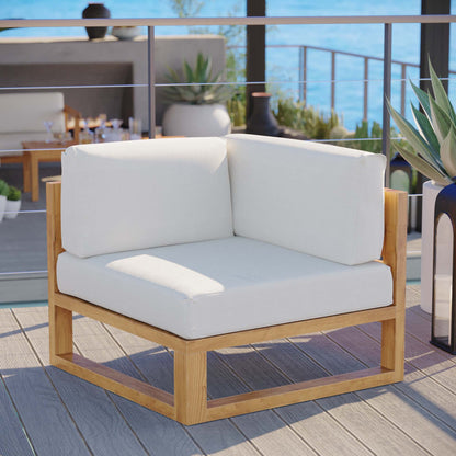 Modway - Upland Outdoor Patio Teak Wood Corner Chair by Modway  Outdoor Furniture Sofa Sectionals White - EEI-4126-NAT-WHI