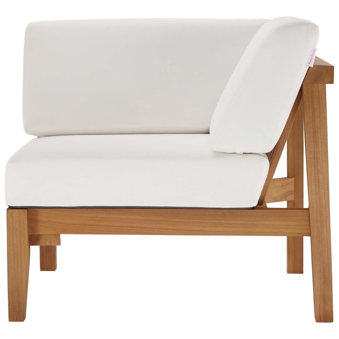Modway - Bayport Outdoor Patio Teak Wood Corner Chair by Modway  Outdoor Furniture Sofa Sectionals White - EEI-4127-NAT-WHI