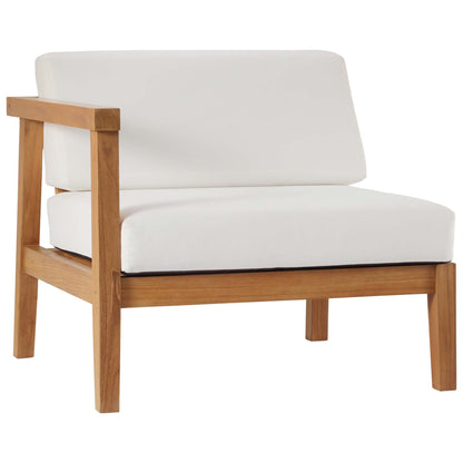 Modway - Bayport Outdoor Patio Teak Wood Left-Arm Chair by Modway  Outdoor Furniture Sofa Sectionals White - EEI-4128-NAT-WHI