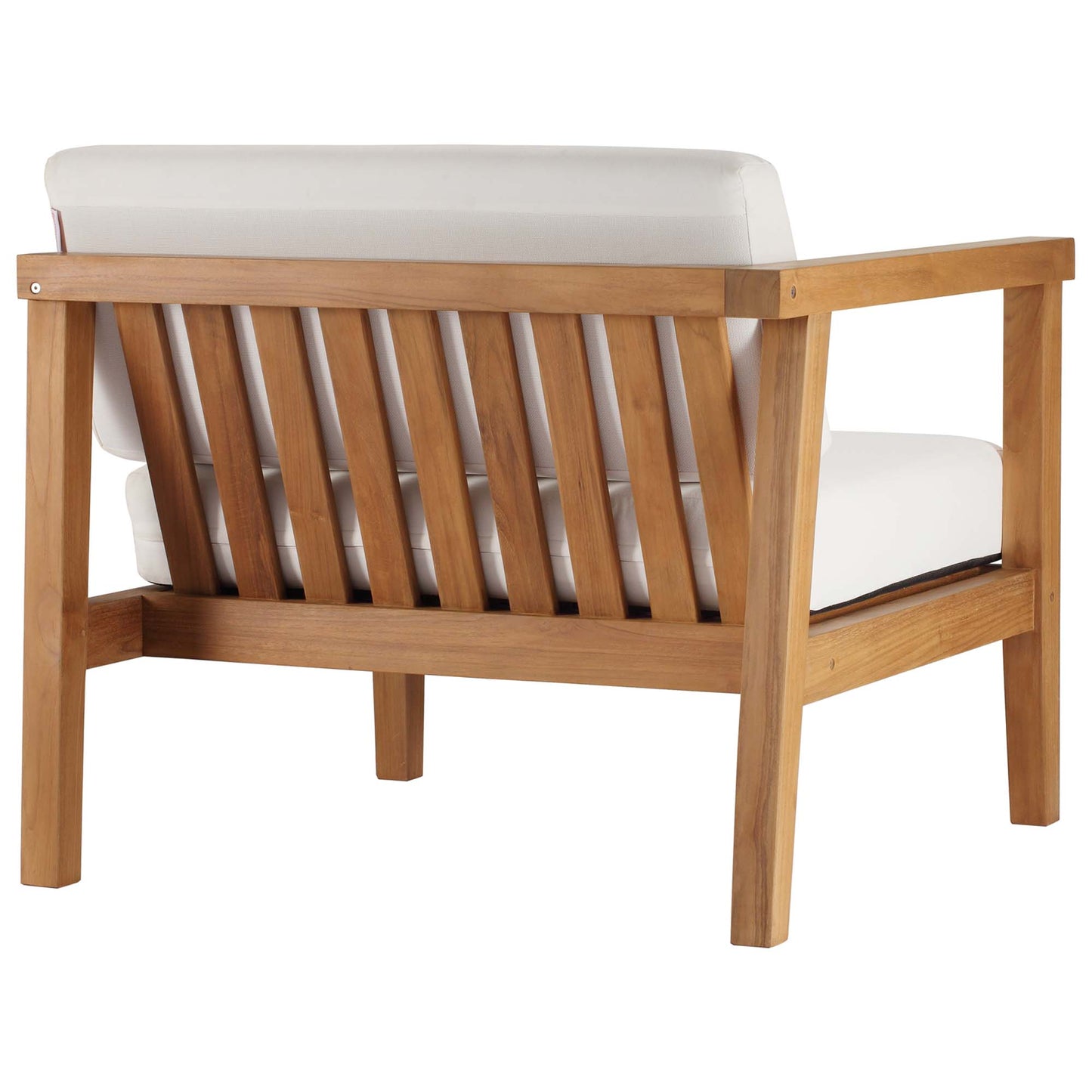 Modway - Bayport Outdoor Patio Teak Wood Left-Arm Chair by Modway  Outdoor Furniture Sofa Sectionals White - EEI-4128-NAT-WHI