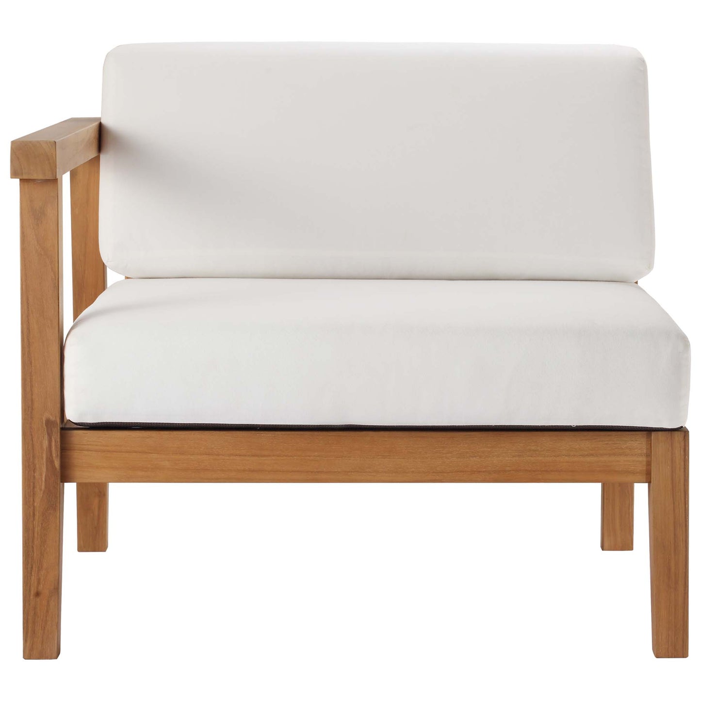 Modway - Bayport Outdoor Patio Teak Wood Left-Arm Chair by Modway  Outdoor Furniture Sofa Sectionals White - EEI-4128-NAT-WHI