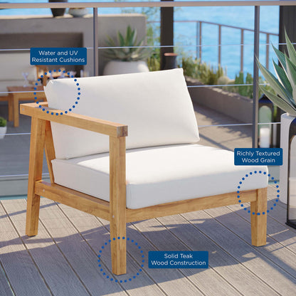 Modway - Bayport Outdoor Patio Teak Wood Left-Arm Chair by Modway  Outdoor Furniture Sofa Sectionals White - EEI-4128-NAT-WHI