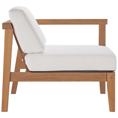 Modway - Bayport Outdoor Patio Teak Wood Right-Arm Chair by Modway  Outdoor Furniture Sofa Sectionals White - EEI-4129-NAT-WHI