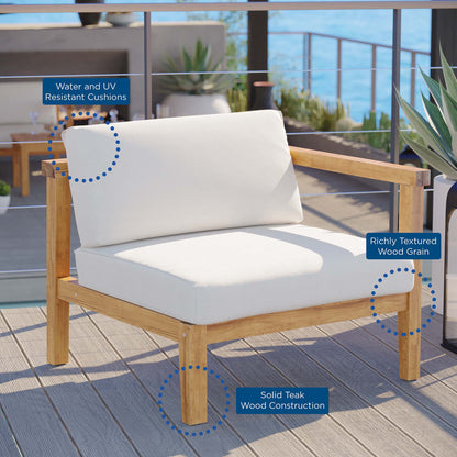 Modway - Bayport Outdoor Patio Teak Wood Right-Arm Chair by Modway  Outdoor Furniture Sofa Sectionals White - EEI-4129-NAT-WHI