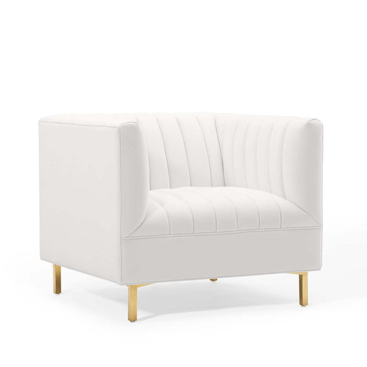 Modway Outlet Shift Channel Tufted Performance Velvet Armchair by Modway  Living Room Furniture White - EEI-4130-WHI