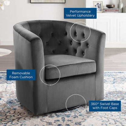 Modway Outlet Prospect Tufted Performance Velvet Swivel Armchair by Modway  Living Room Furniture Charcoal - EEI-4138-CHA