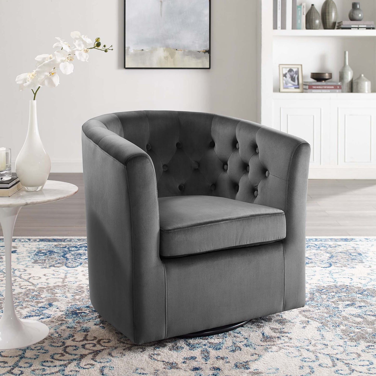 Modway Outlet Prospect Tufted Performance Velvet Swivel Armchair by Modway  Living Room Furniture Charcoal - EEI-4138-CHA
