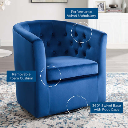 Modway Outlet Prospect Tufted Performance Velvet Swivel Armchair by Modway  Living Room Furniture Navy - EEI-4138-NAV