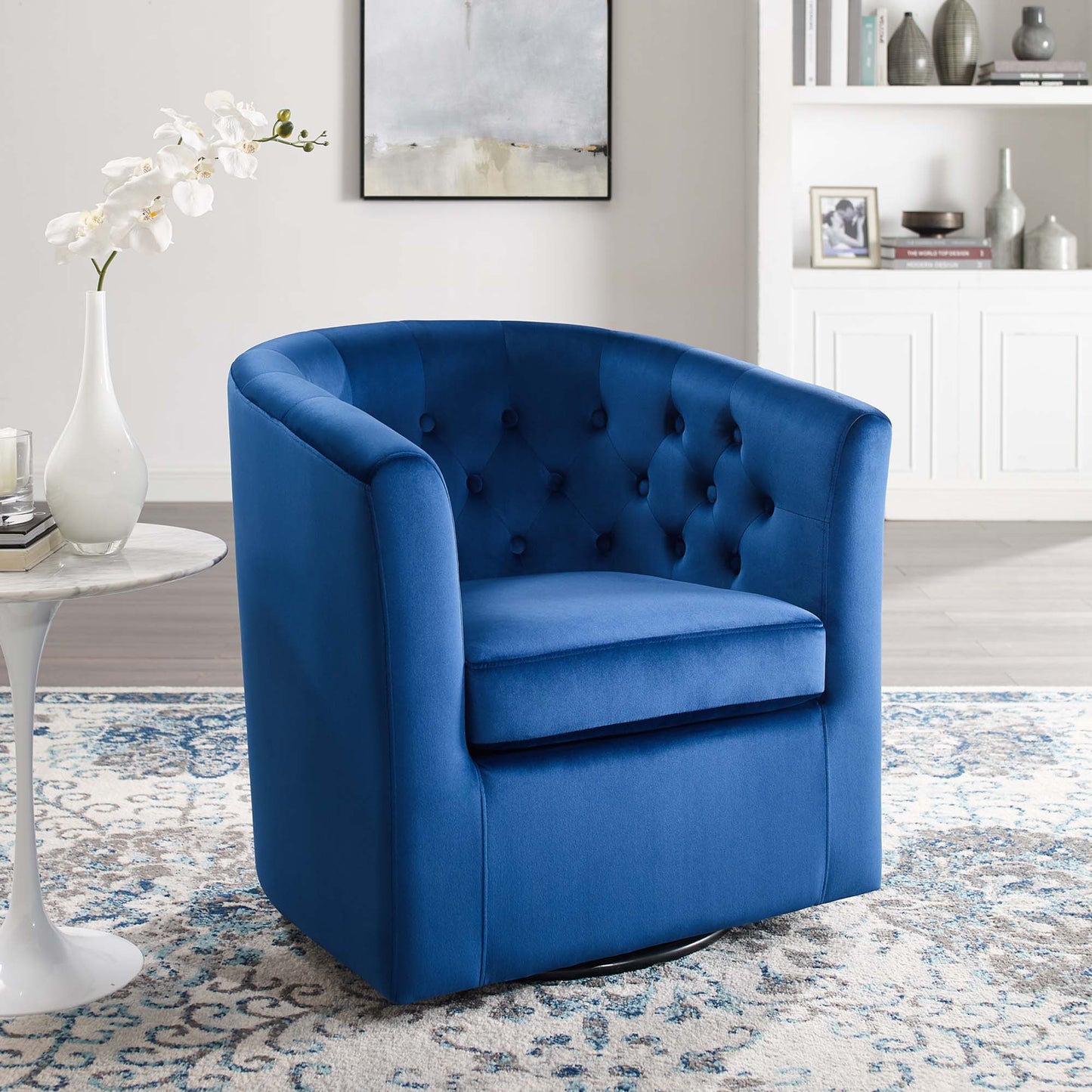 Modway Outlet Prospect Tufted Performance Velvet Swivel Armchair by Modway  Living Room Furniture Navy - EEI-4138-NAV