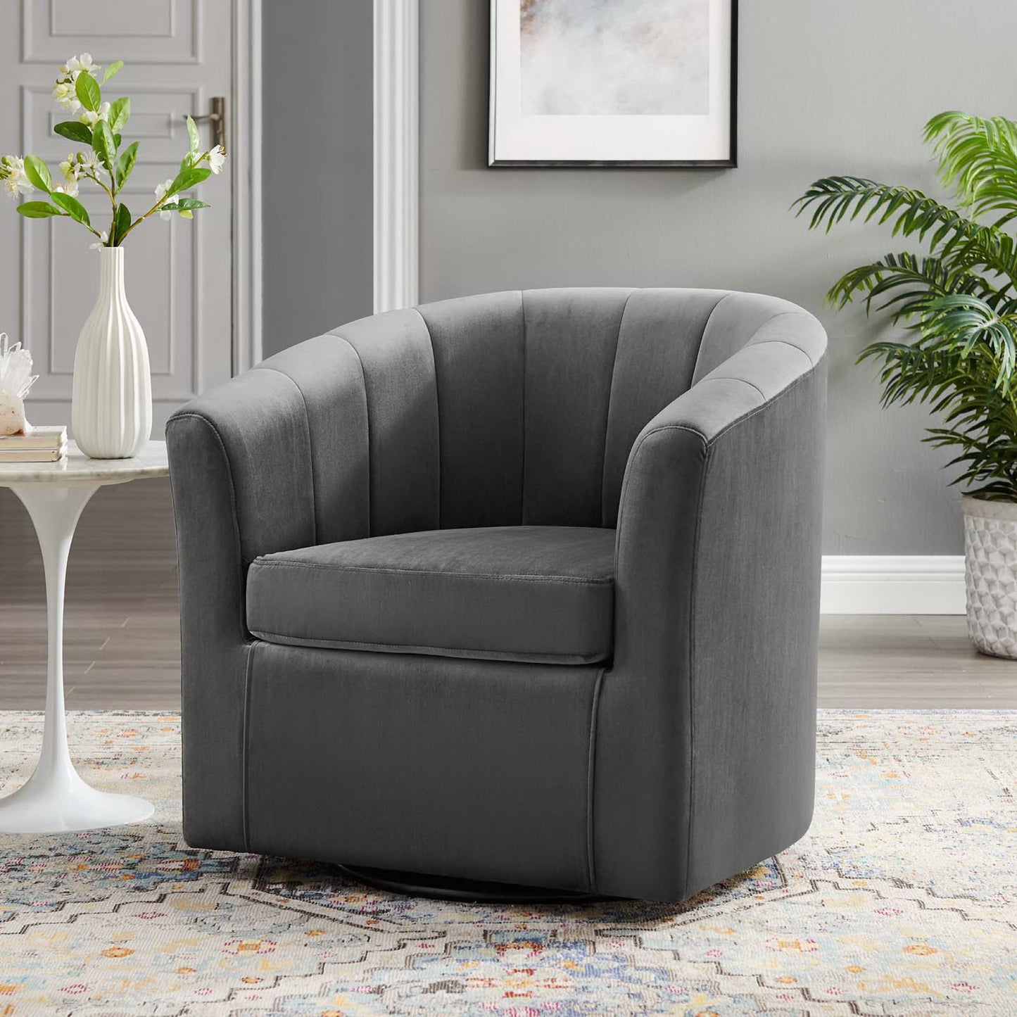 Modway - Prospect Performance Velvet Swivel Armchair by Modway  Living Room Sofas and Armchairs Black - EEI-4139-CHA