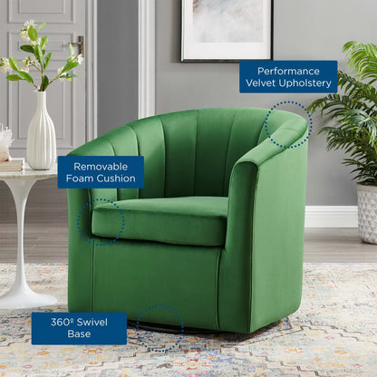 Modway Outlet Prospect Performance Velvet Swivel Armchair by Modway  Living Room Furniture Emerald - EEI-4139-EME
