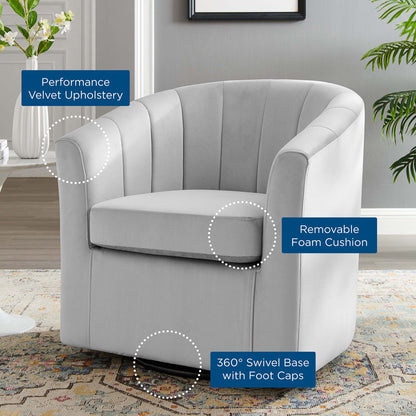Modway - Prospect Performance Velvet Swivel Armchair by Modway  Living Room Sofas and Armchairs Gray - EEI-4139-LGR