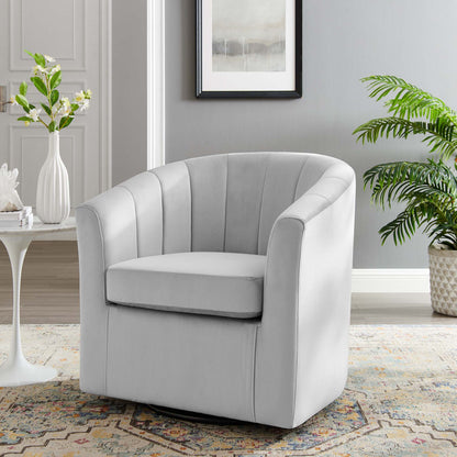 Modway - Prospect Performance Velvet Swivel Armchair by Modway  Living Room Sofas and Armchairs Gray - EEI-4139-LGR