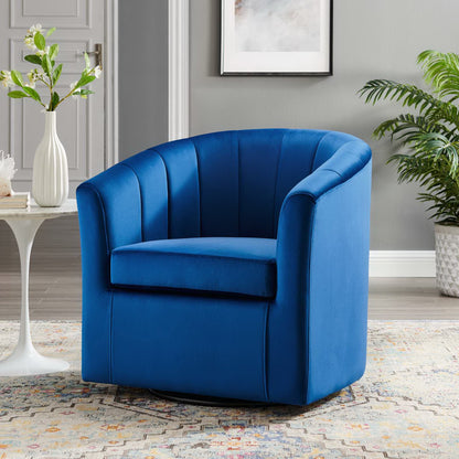 Modway - Prospect Performance Velvet Swivel Armchair by Modway  Living Room Sofas and Armchairs Blue - EEI-4139-NAV