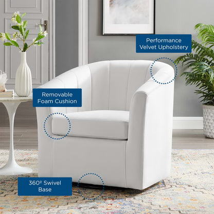 Modway - Prospect Performance Velvet Swivel Armchair by Modway  Living Room Sofas and Armchairs White - EEI-4139-WHI