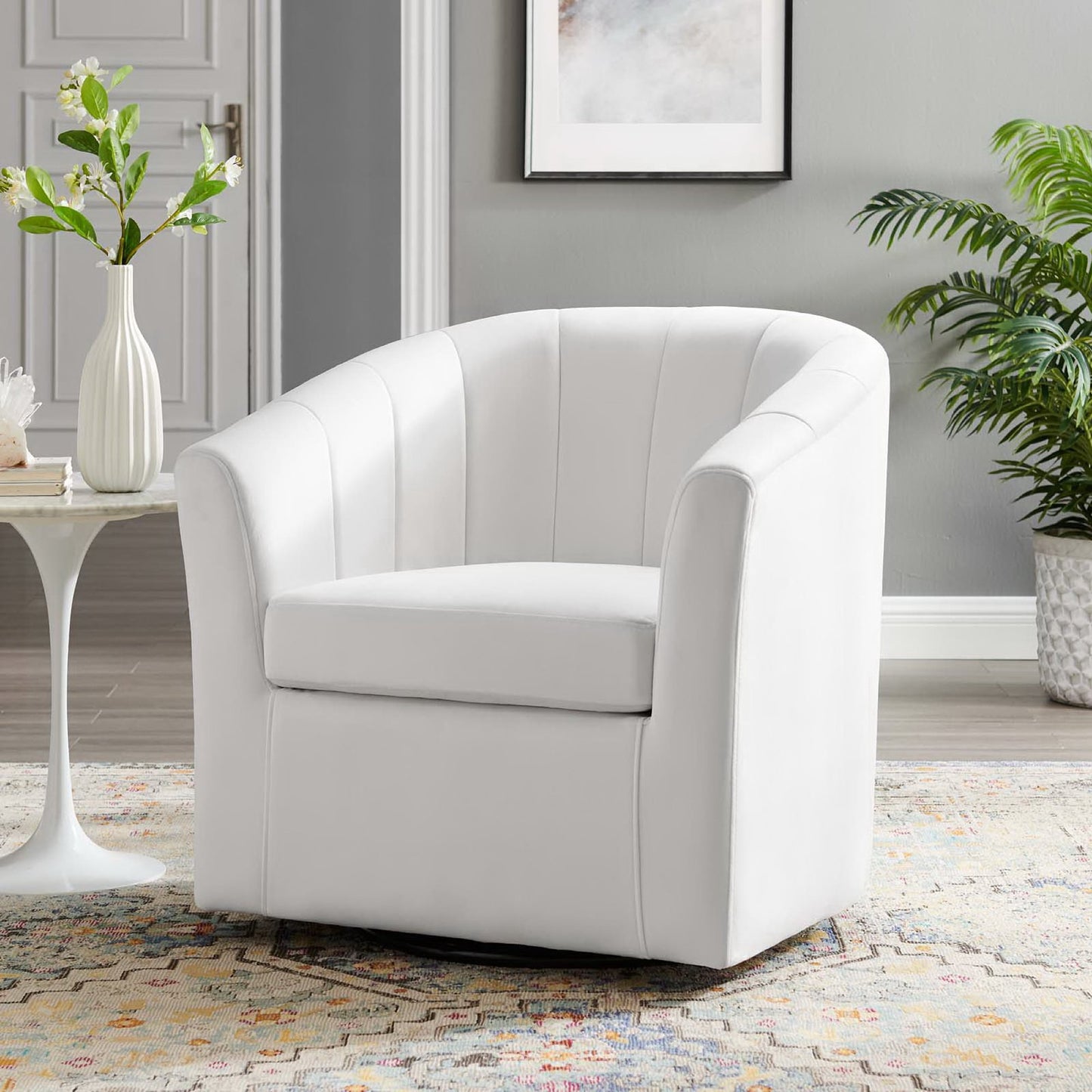 Modway - Prospect Performance Velvet Swivel Armchair by Modway  Living Room Sofas and Armchairs White - EEI-4139-WHI