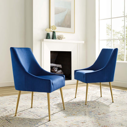 Modway Outlet Discern Upholstered Performance Velvet Dining Chair Set of 2 by Modway  Bar and Dining Furniture Navy - EEI-4148-NAV
