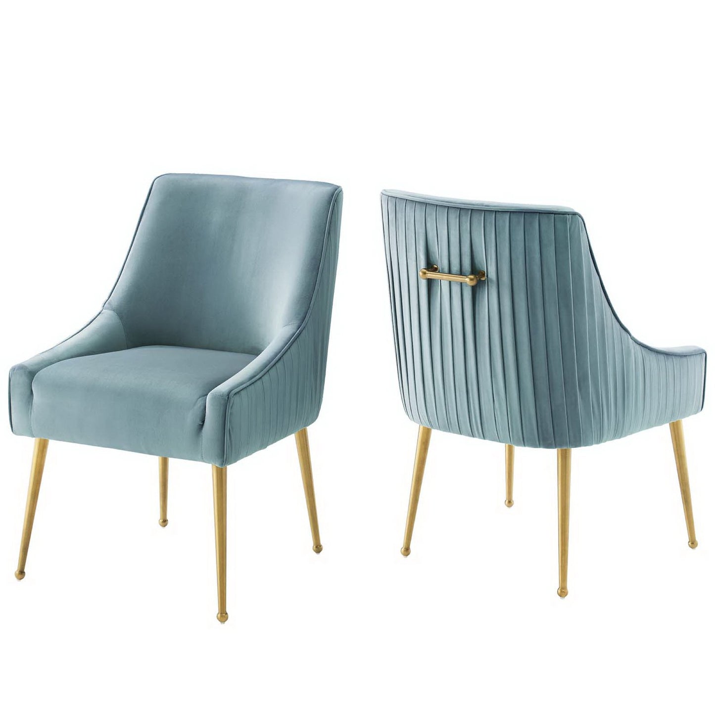 Modway - Discern Pleated Back Upholstered Performance Velvet Dining Chair Set of 2 by Modway  Bar and Dining Dining Chairs Blue - EEI-4149-LBU