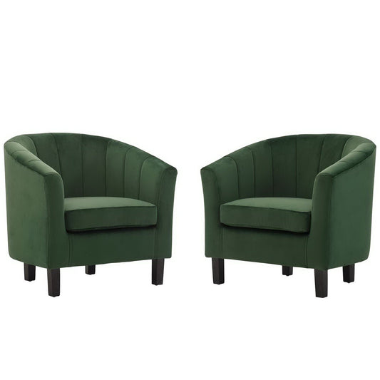 Modway - Prospect Channel Tufted Performance Velvet Armchair Set of 2 by Modway  Living Room Sofas and Armchairs Green - EEI-4150-EME
