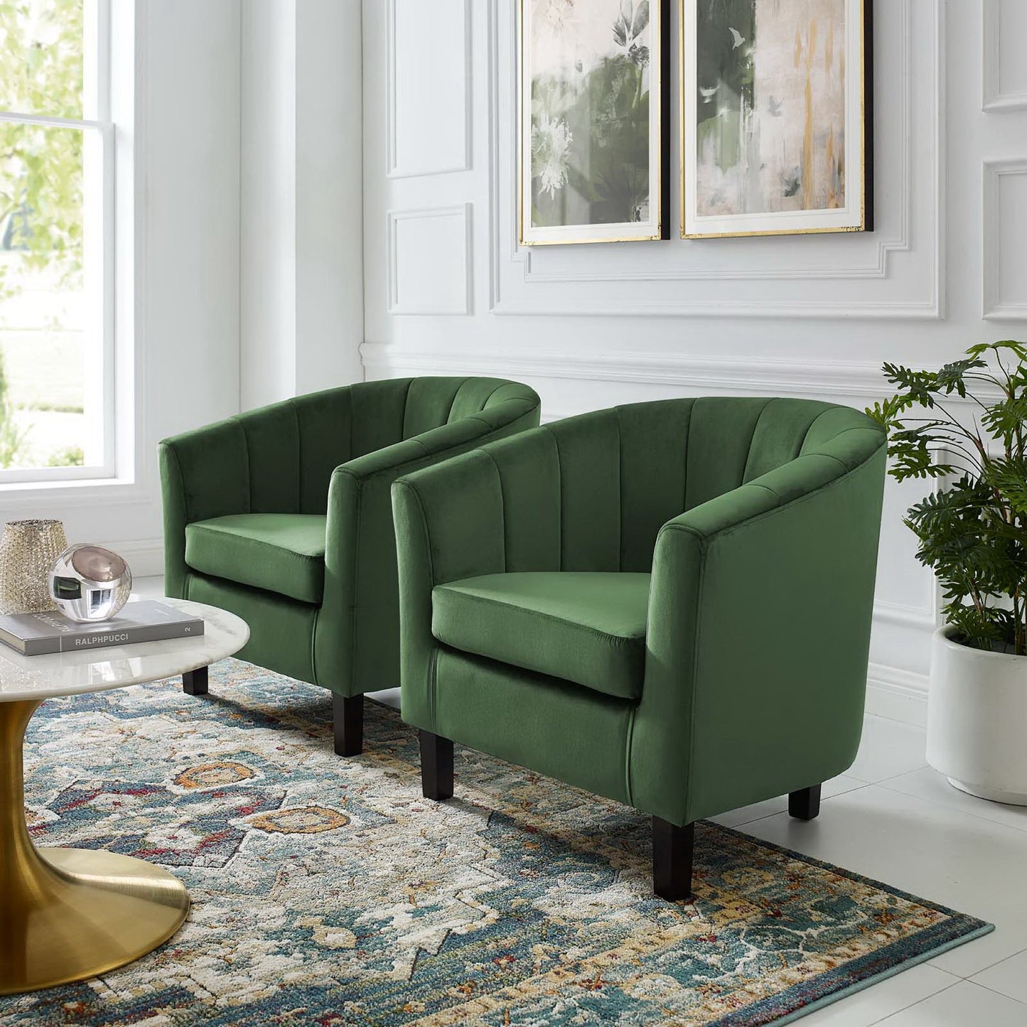 Modway - Prospect Channel Tufted Performance Velvet Armchair Set of 2 by Modway  Living Room Sofas and Armchairs Green - EEI-4150-EME
