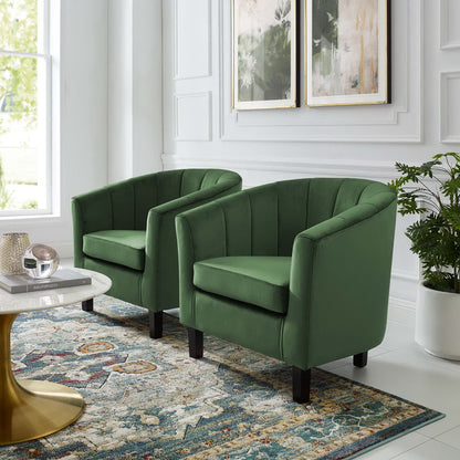 Modway - Prospect Channel Tufted Performance Velvet Armchair Set of 2 by Modway  Living Room Sofas and Armchairs Green - EEI-4150-EME