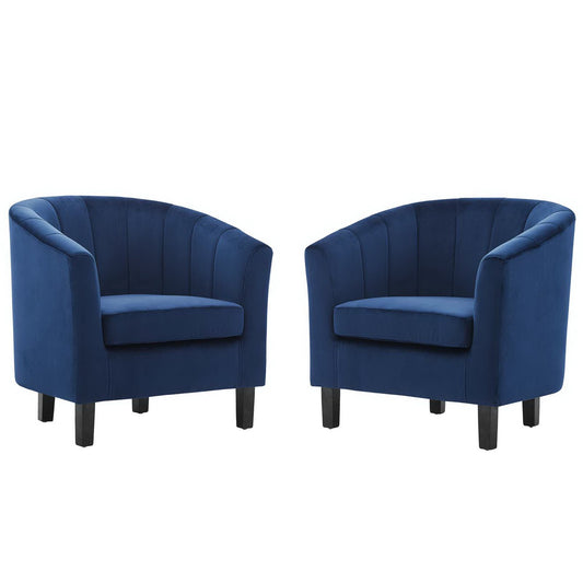 Modway - Prospect Channel Tufted Performance Velvet Armchair Set of 2 by Modway  Living Room Sofas and Armchairs Blue - EEI-4150-NAV