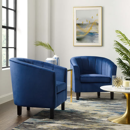 Modway - Prospect Channel Tufted Performance Velvet Armchair Set of 2 by Modway  Living Room Sofas and Armchairs Blue - EEI-4150-NAV