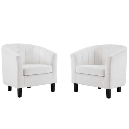 Modway - Prospect Channel Tufted Performance Velvet Armchair Set of 2 by Modway  Living Room Sofas and Armchairs White - EEI-4150-WHI
