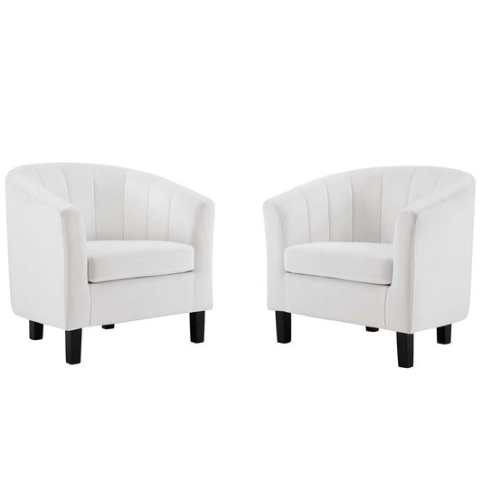 Modway - Prospect Channel Tufted Performance Velvet Armchair Set of 2 by Modway  Living Room Sofas and Armchairs White - EEI-4150-WHI