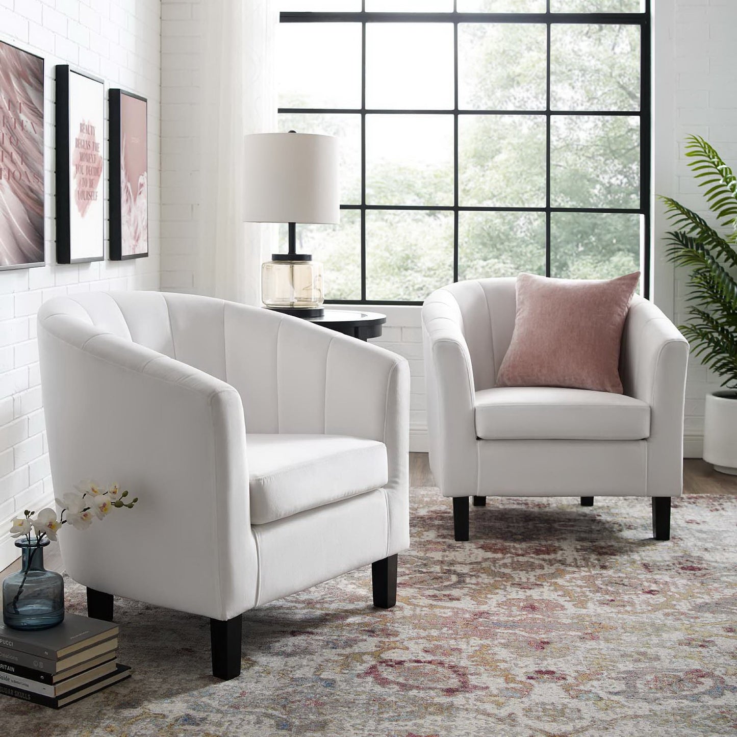Modway - Prospect Channel Tufted Performance Velvet Armchair Set of 2 by Modway  Living Room Sofas and Armchairs White - EEI-4150-WHI