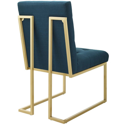 Modway Outlet Privy Gold Stainless Steel Upholstered Fabric Dining Accent Chair Set of 2 by Modway  Bar and Dining Furniture Gold Azure - EEI-4151-GLD-AZU