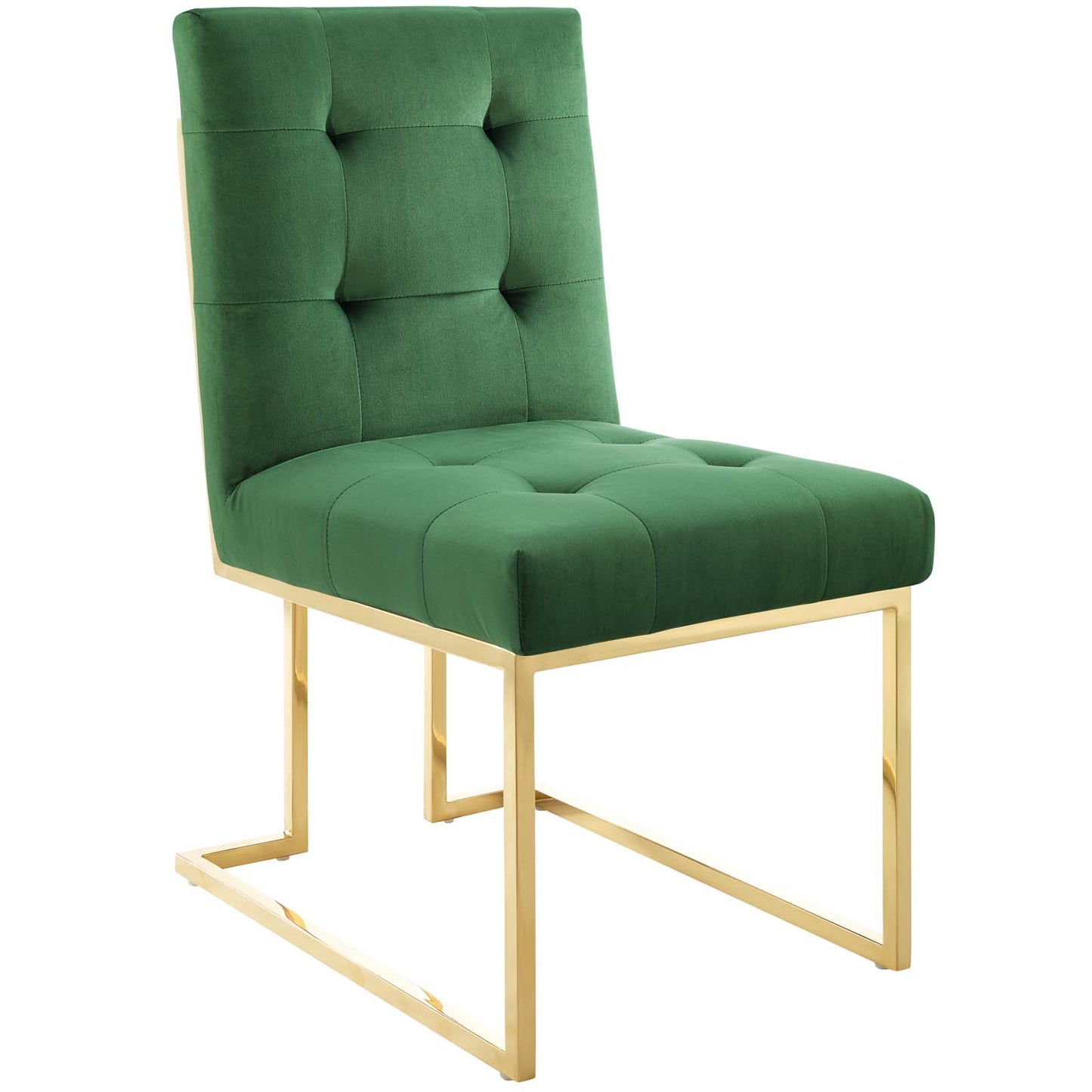 Modway Outlet Privy Gold Stainless Steel Performance Velvet Dining Chair Set of 2 by Modway  Bar and Dining Furniture Gold Emerald - EEI-4152-GLD-EME