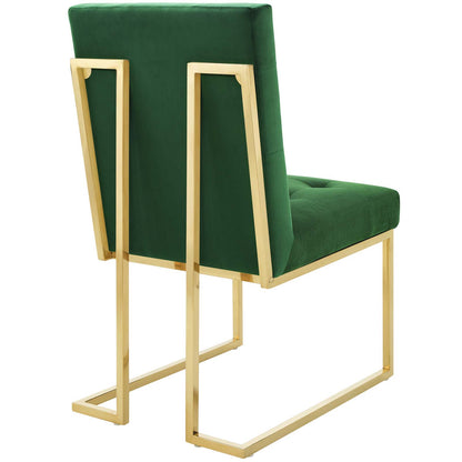 Modway Outlet Privy Gold Stainless Steel Performance Velvet Dining Chair Set of 2 by Modway  Bar and Dining Furniture Gold Emerald - EEI-4152-GLD-EME