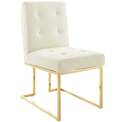 Modway Outlet Privy Gold Stainless Steel Performance Velvet Dining Chair Set of 2 by Modway  Bar and Dining Furniture Gold Ivory - EEI-4152-GLD-IVO
