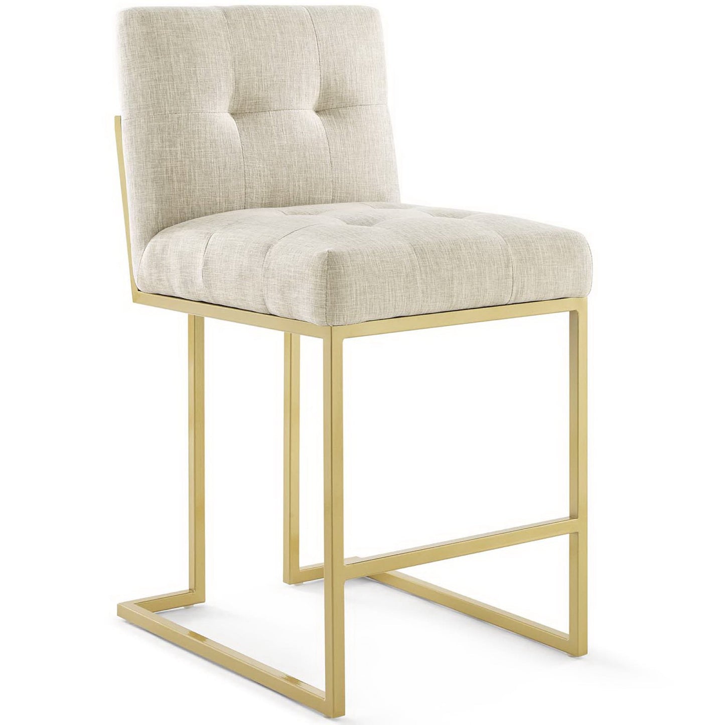 Modway - Privy Gold Stainless Steel Upholstered Fabric Counter Stool Set of 2 by Modway  Bar and Dining Dining Chairs Oatmeal - EEI-4154-GLD-BEI