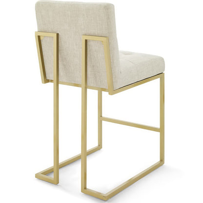 Modway - Privy Gold Stainless Steel Upholstered Fabric Counter Stool Set of 2 by Modway  Bar and Dining Dining Chairs Oatmeal - EEI-4154-GLD-BEI