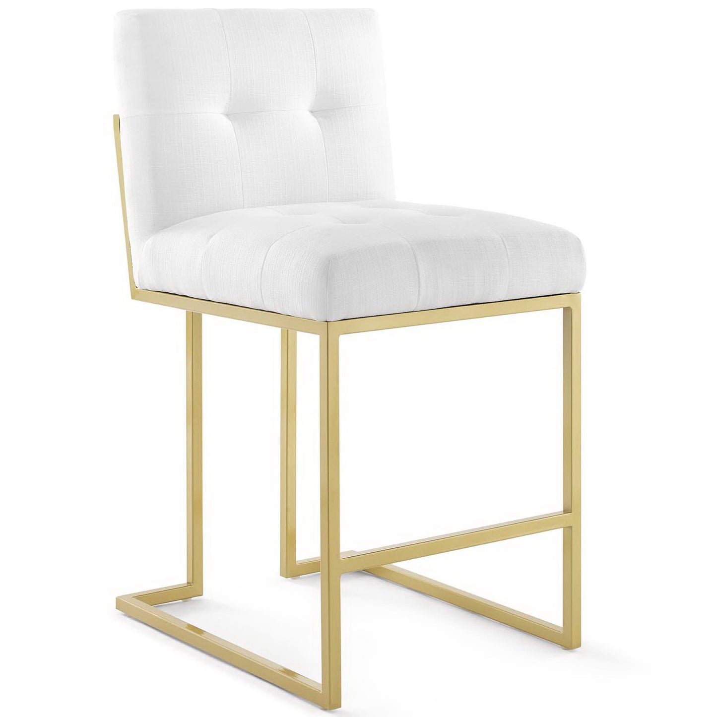 Modway - Privy Gold Stainless Steel Upholstered Fabric Counter Stool Set of 2 by Modway  Bar and Dining Dining Chairs White - EEI-4154-GLD-WHI