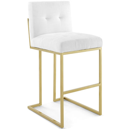 Modway Outlet Privy Gold Stainless Steel Upholstered Fabric Bar Stool Set of 2 by Modway  Bar and Dining Furniture Gold White - EEI-4157-GLD-WHI