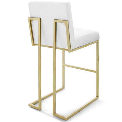 Modway Outlet Privy Gold Stainless Steel Upholstered Fabric Bar Stool Set of 2 by Modway  Bar and Dining Furniture Gold White - EEI-4157-GLD-WHI